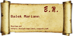 Balek Mariann névjegykártya